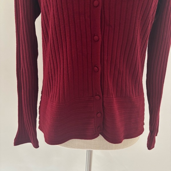 Roz & Ali Burgundy Cardigan Sweater - Picture 3 of 10